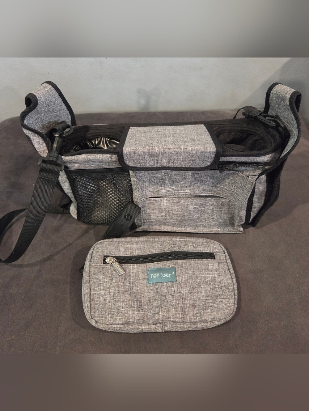 Gray Spacious Baby Stroller Bag and Accessories
